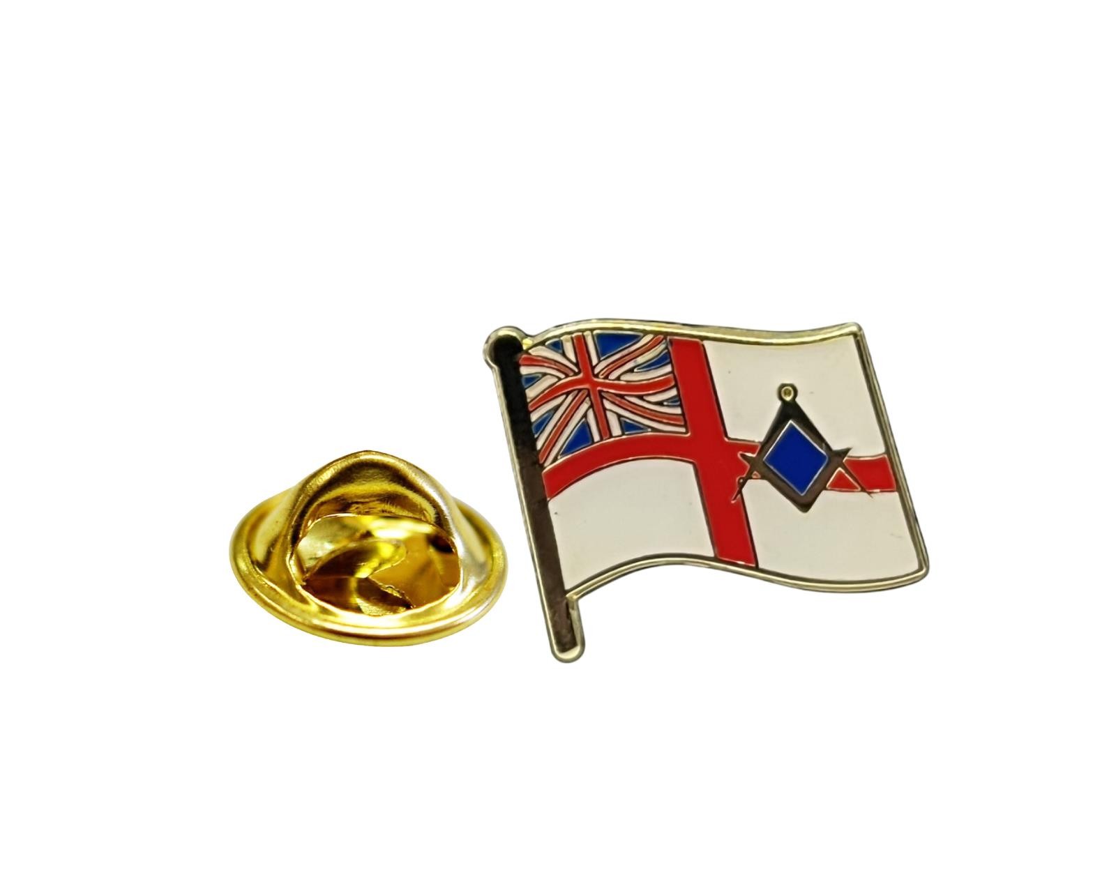 Naval Flag with Square & Compass Masonic Lapel Pin