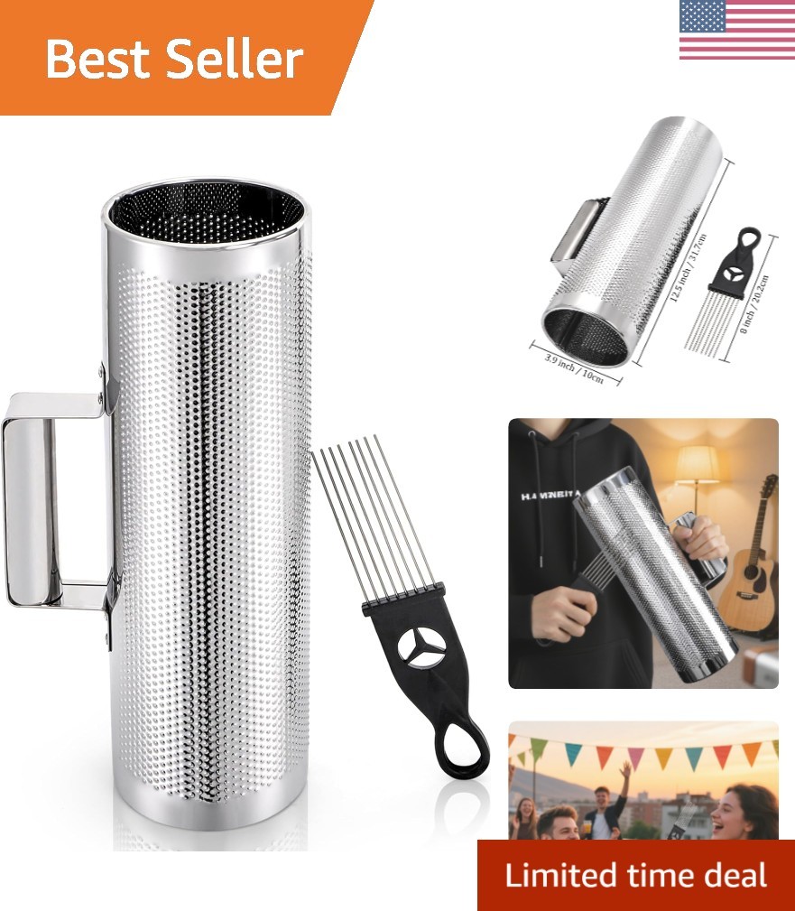Versatile 12" Stainless Steel Guiro with Integrated Scraper for Beginners & Pros