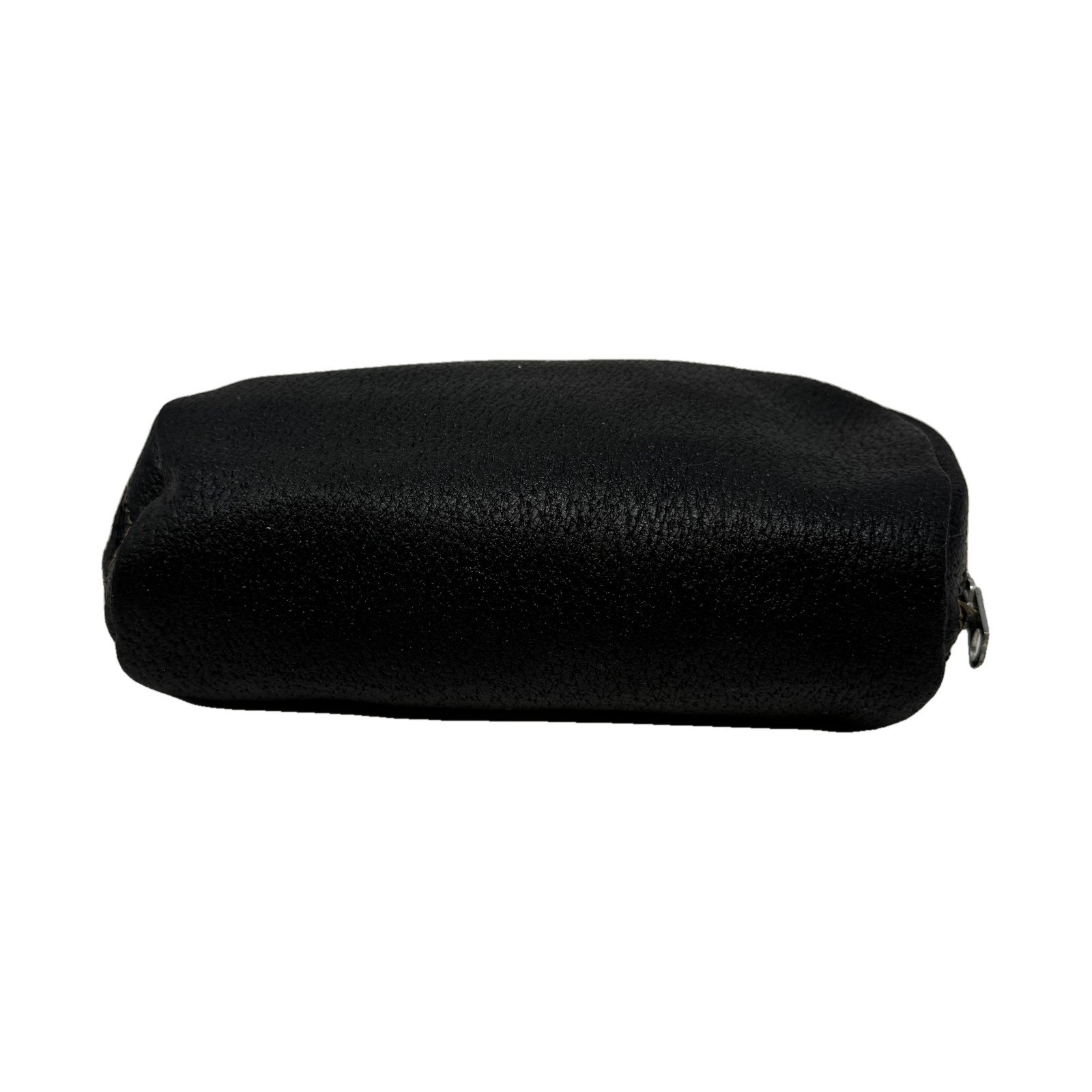 Vintage Black Leather Zip Pouch Small Case for Compact Camera Coins Wallet