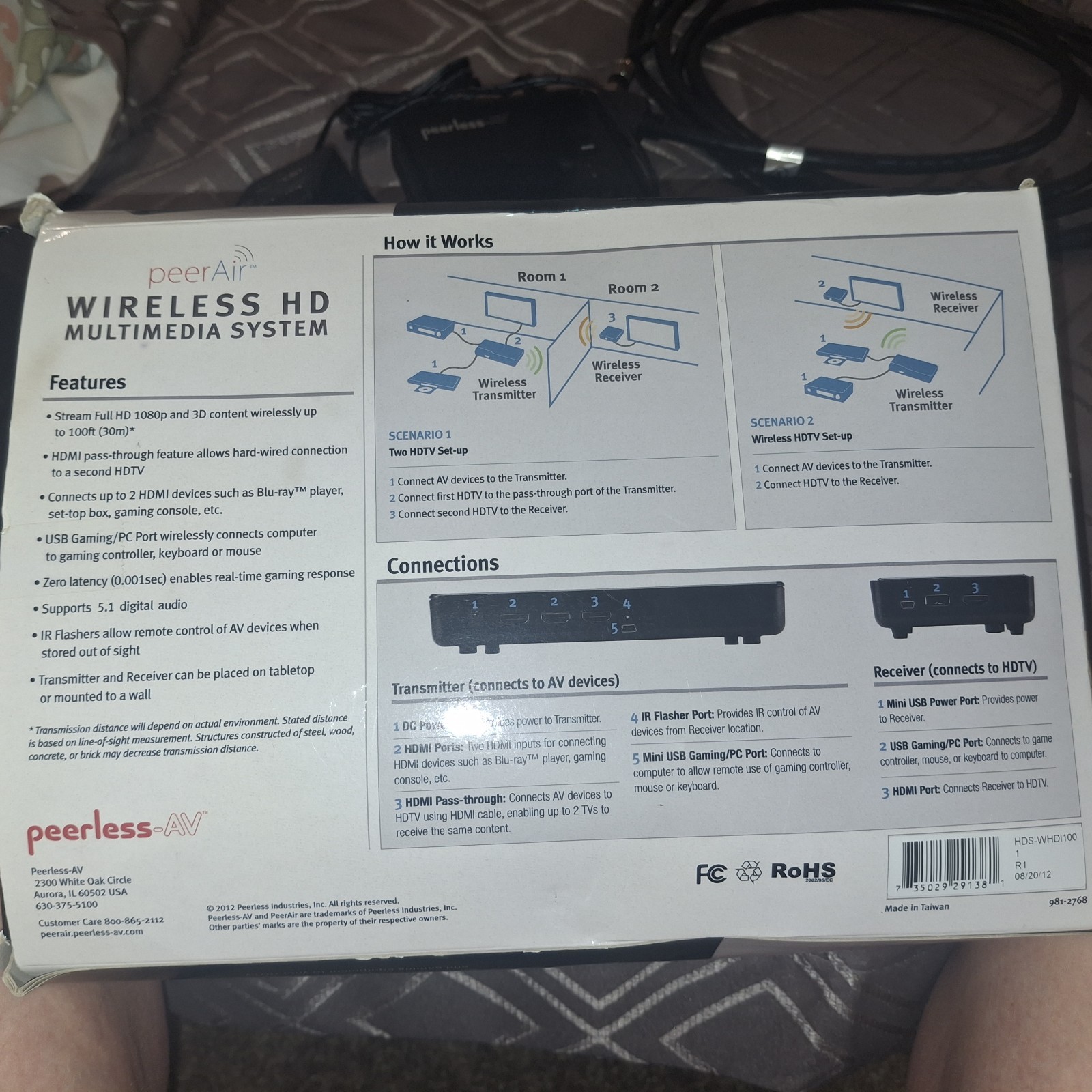 Peerless-AV HDS-WHDI100 Wireless HD Multimedia System HDMI 3D Black