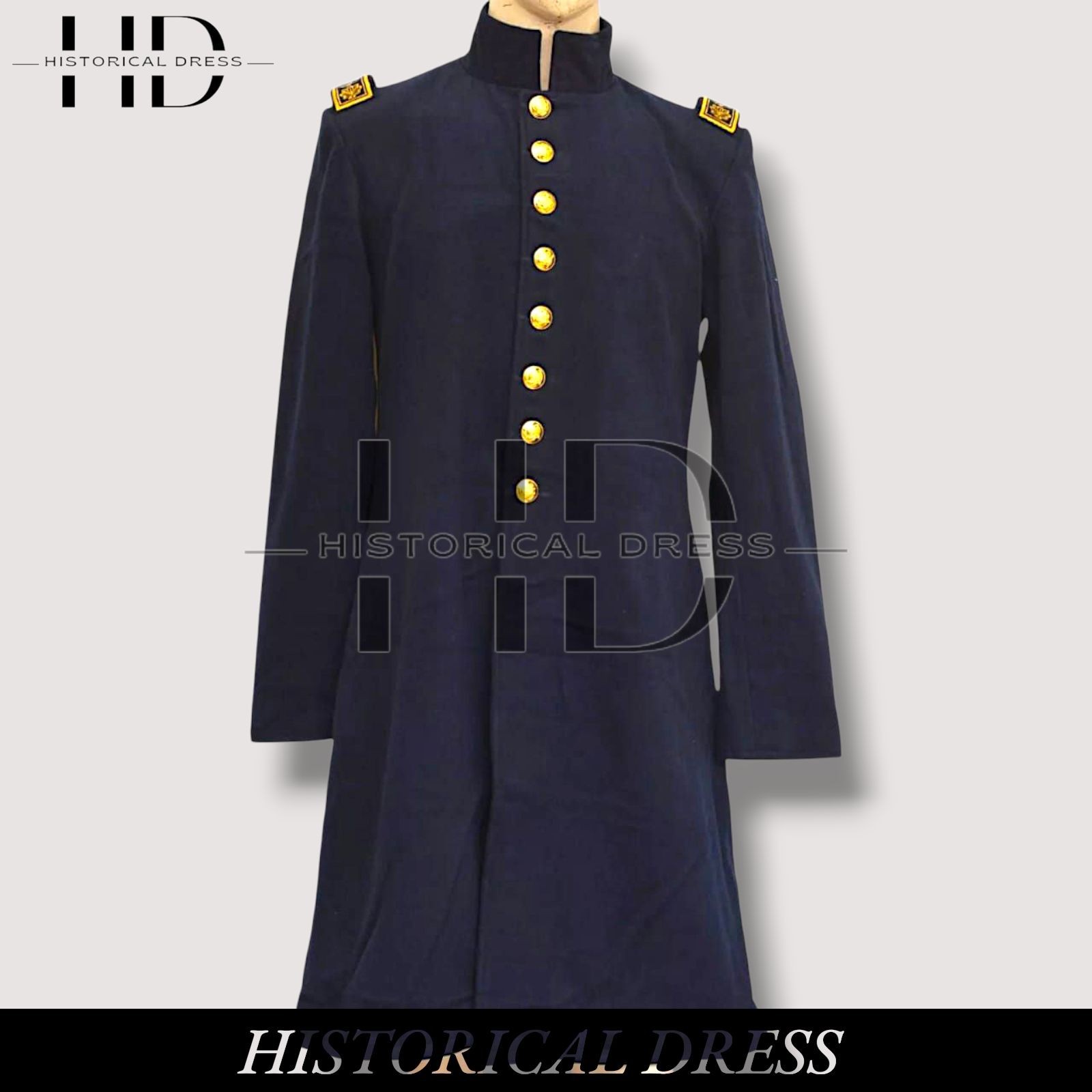 Navy Blue Wool Officer Frock Coat, Civil war Union Federal Infantry  Frock Coat