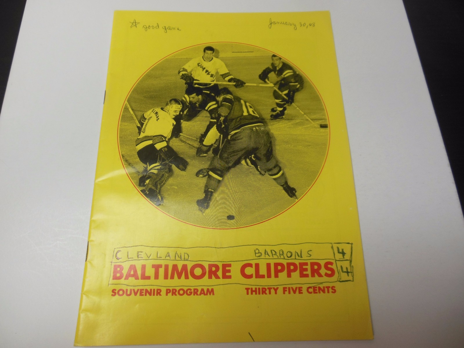 1968 AHL HOCKEY PROGRAM BALTIMORE CLIPPERS VERY RARE VS CLEVELAND BARRONS