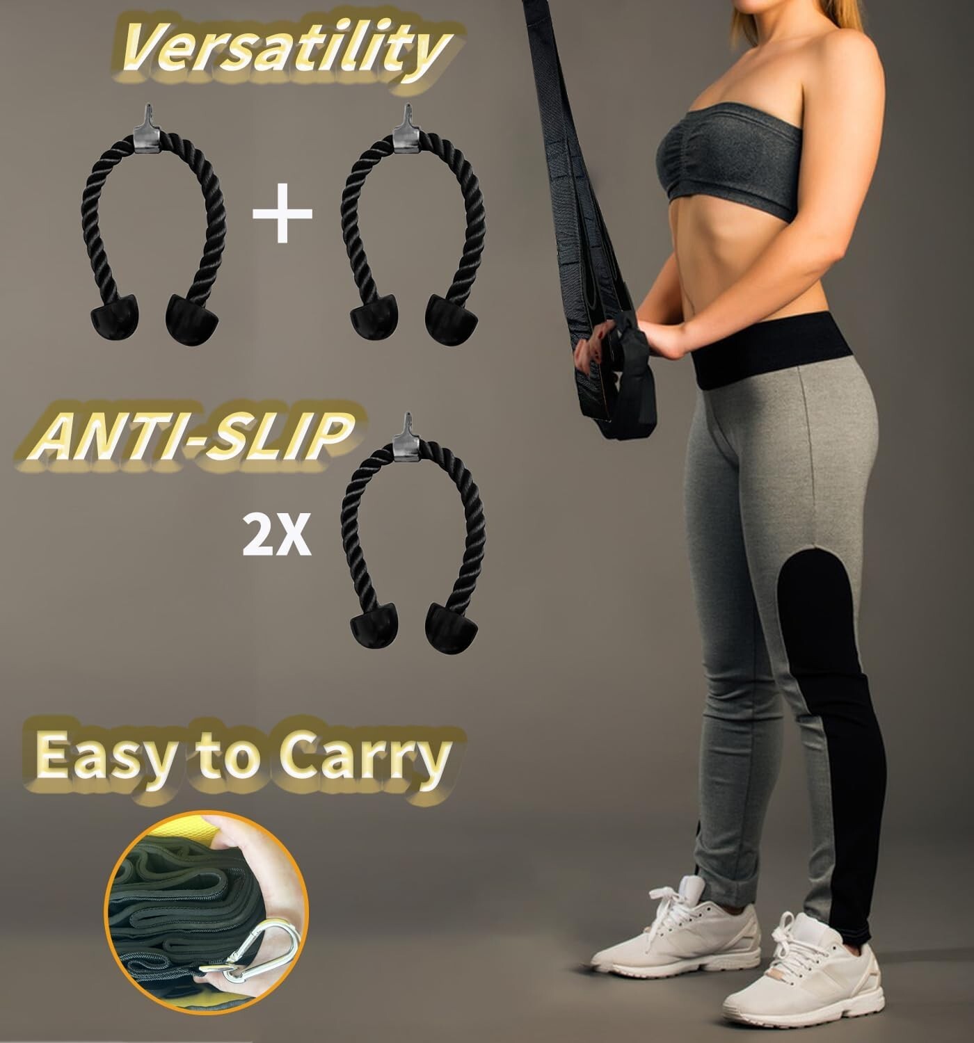 Tricep Rope Cable Attachment Tricep Pull Down Rope Extension Straps Cable Gym