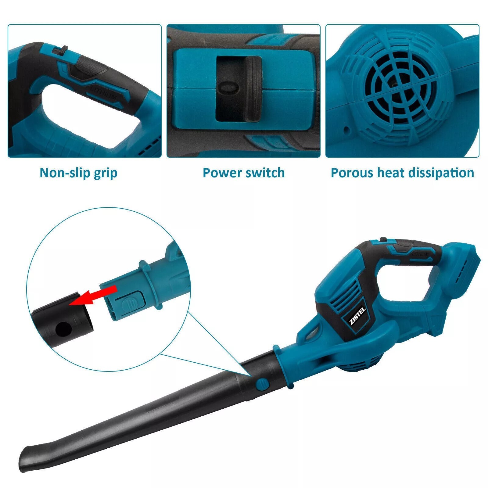 Electric Cordless Leaf Blower Garden Brushless Power Tool Charger + 2 Batteries