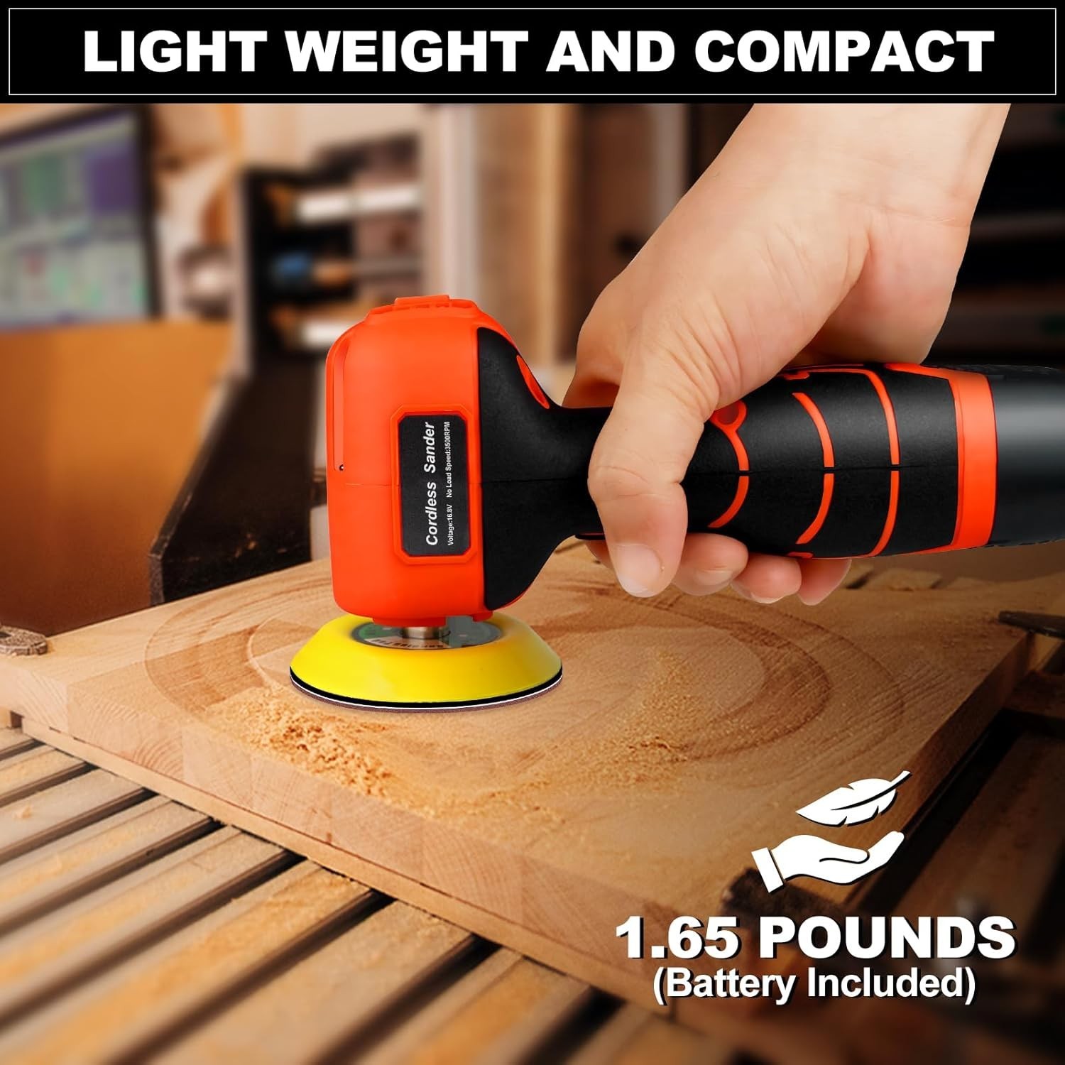 Brushless Small Sander with 36PCS Sandpapers, 2 Variable Speed Cordless Sander (