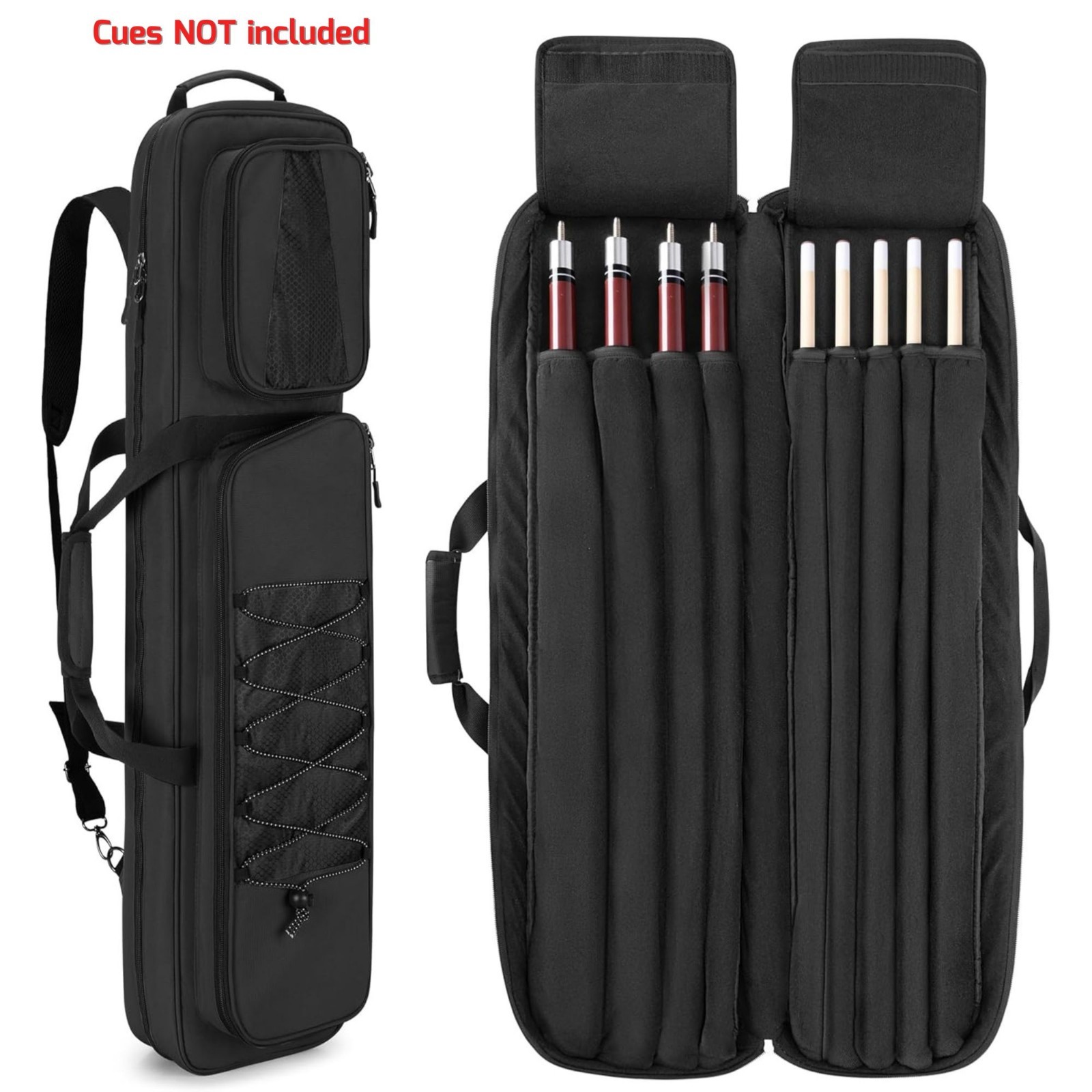 4x5 Soft Pool Cue Stick Case, Billiard Stick Carrying Case Shoulder Strap Black