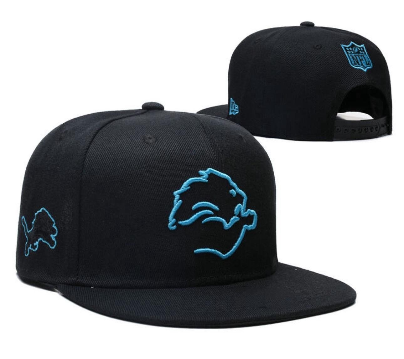 Detroit Lions Snapback Hat Black NFL Flat Bill Adjustable Football Cap Fan Gear!