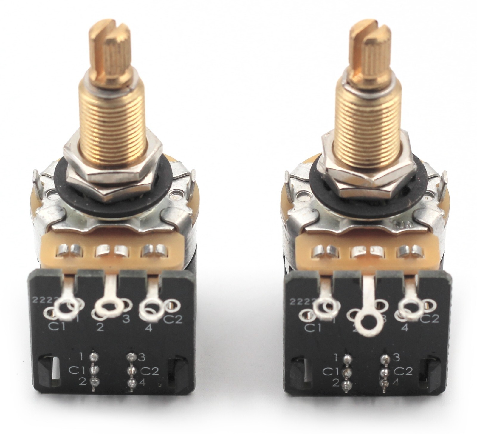 CTS 500k Push Pull Guitar Potentiometer - Long Split, Audio Taper, DPDT (2x)