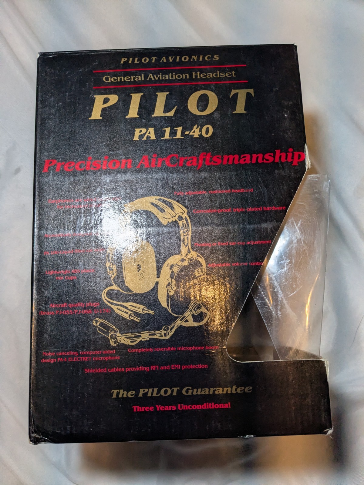 Vintage Pilot PA 11-40 General Aviation Headset With Original Box Not Tested
