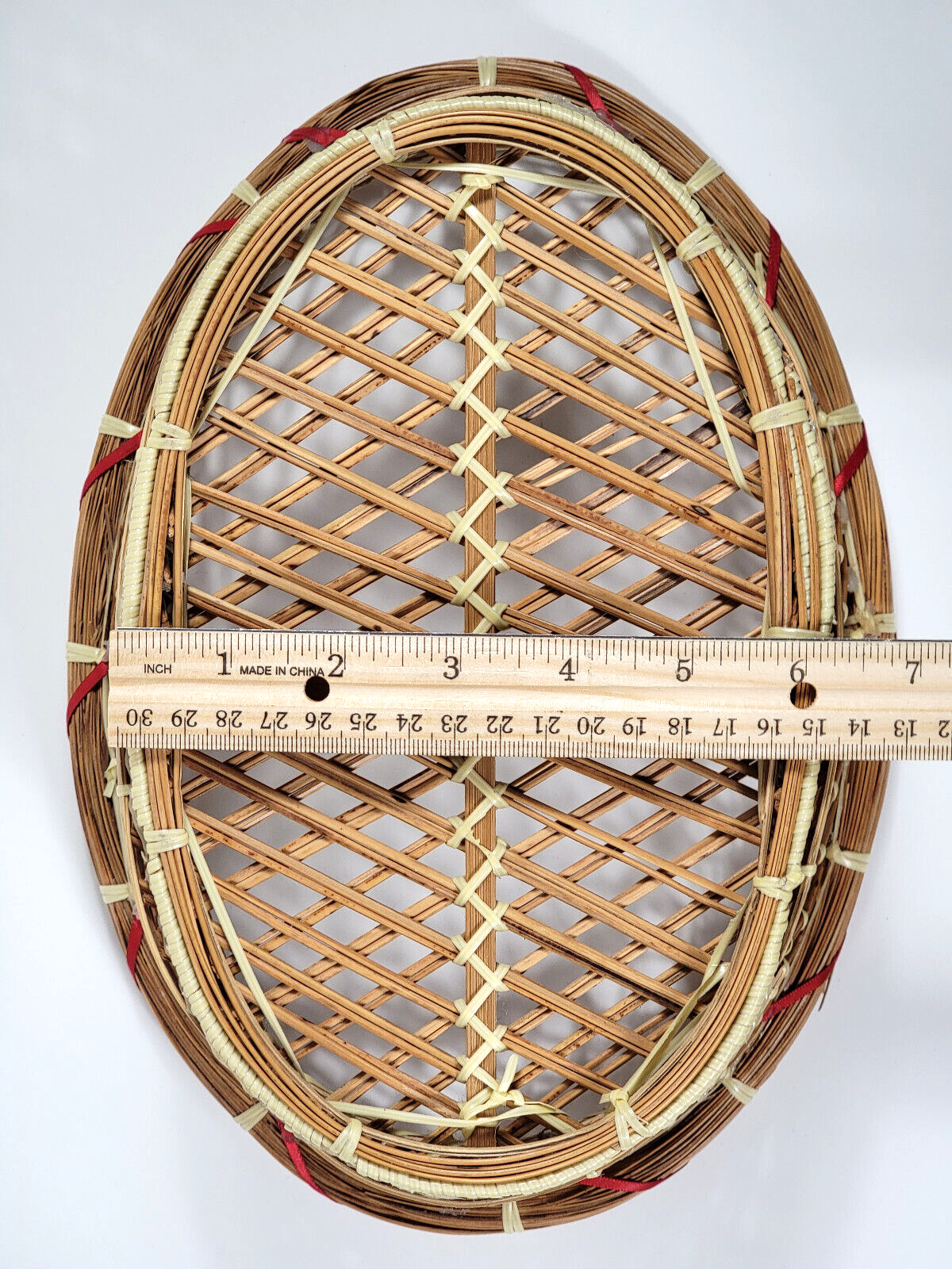 Decorative Wicker & Bamboo Open-Weave Bread Basket 12"x8"