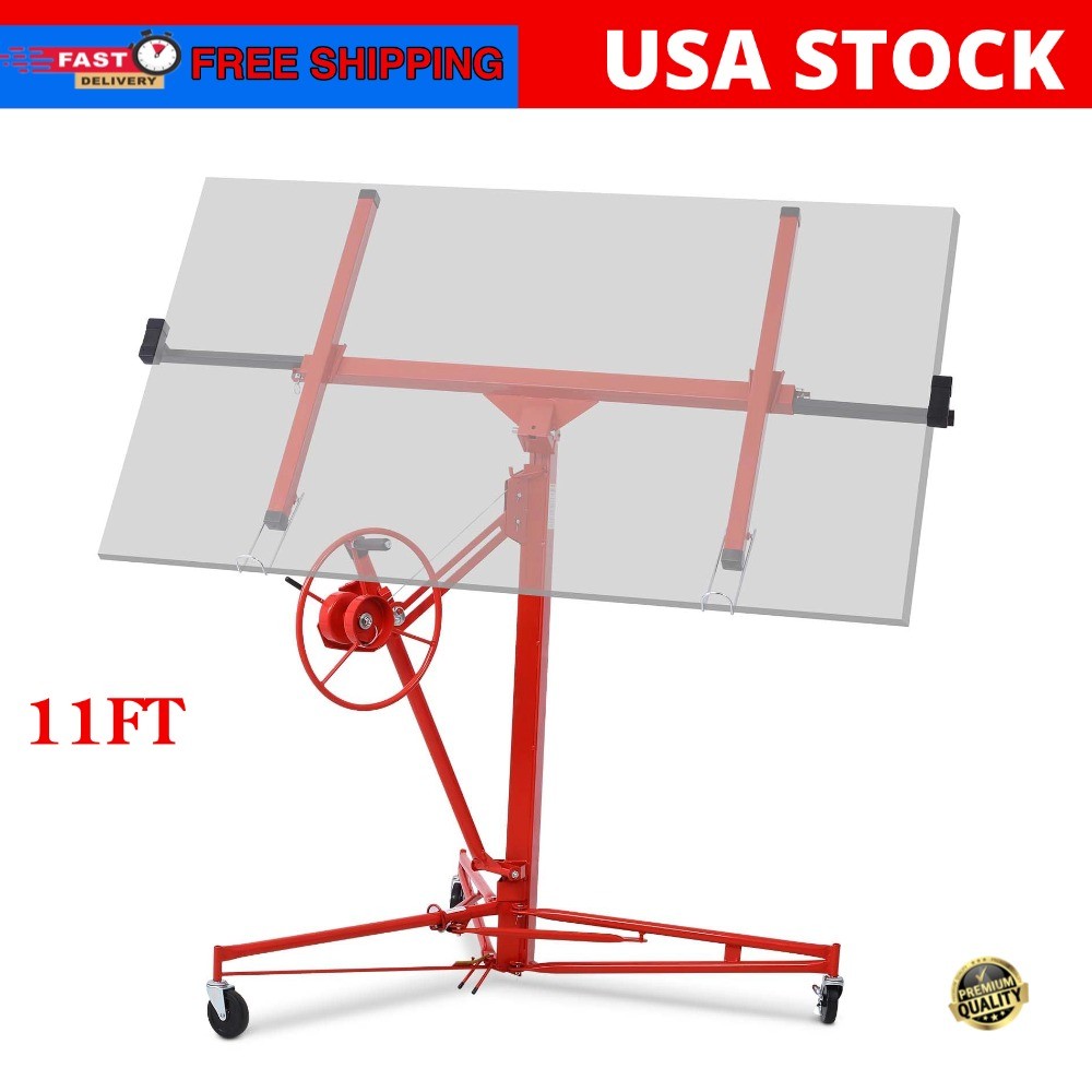 11FT Drywall Lift Panel Sheetrock Plasterboard Hoist Lifter With Safety Lock US