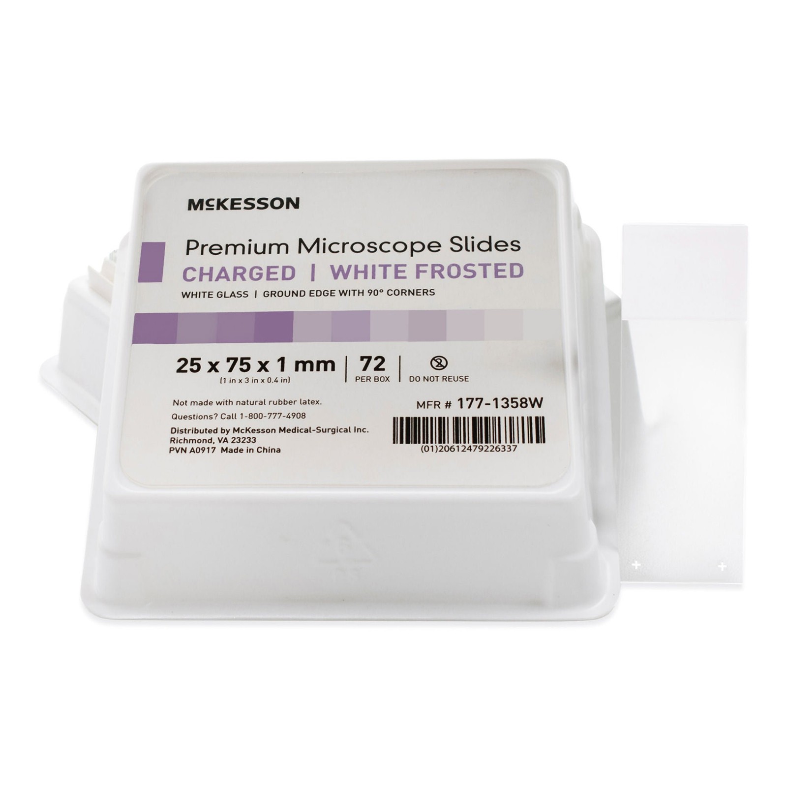McKesson Glass Charged Microscope Slide 25 X 75 X 1 mm White Frosted End 1440