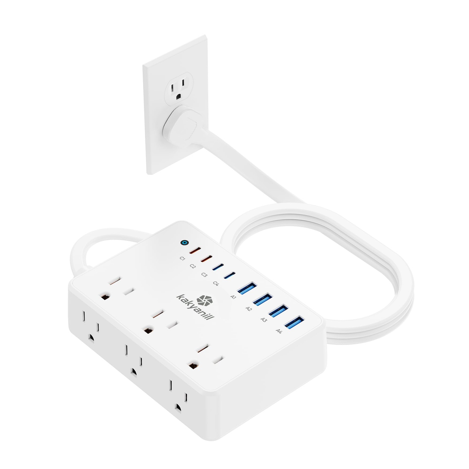 100W Charging Station, 6 AC Outlets 8 USB Power Strip with 2000J Surge Protec...