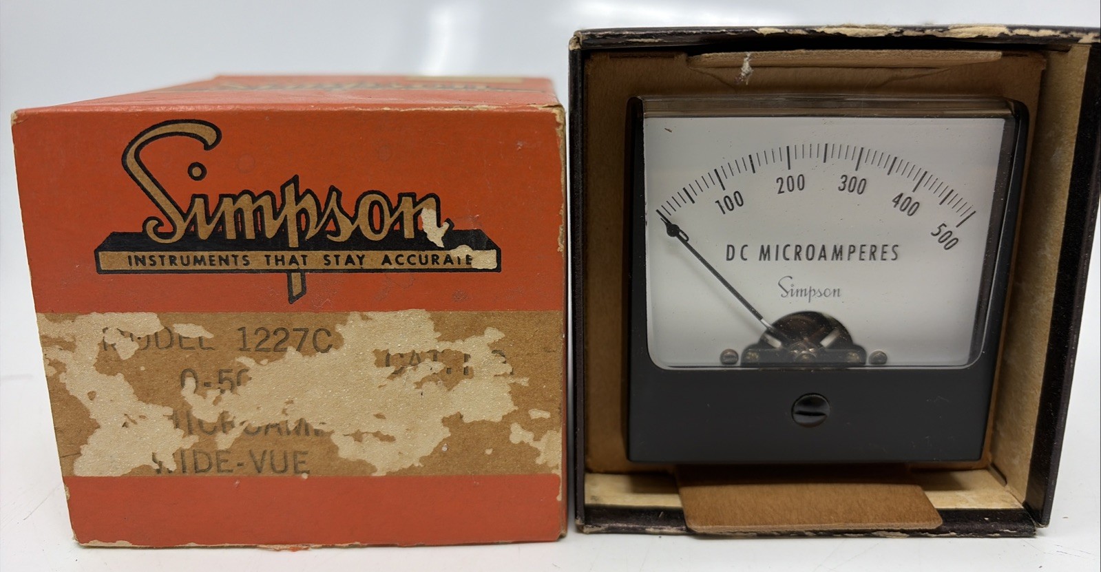SIMPSON 1212C-0-500-DC Microamperes Analog Wide-Vue Panel Meter (NEW IN BOX)