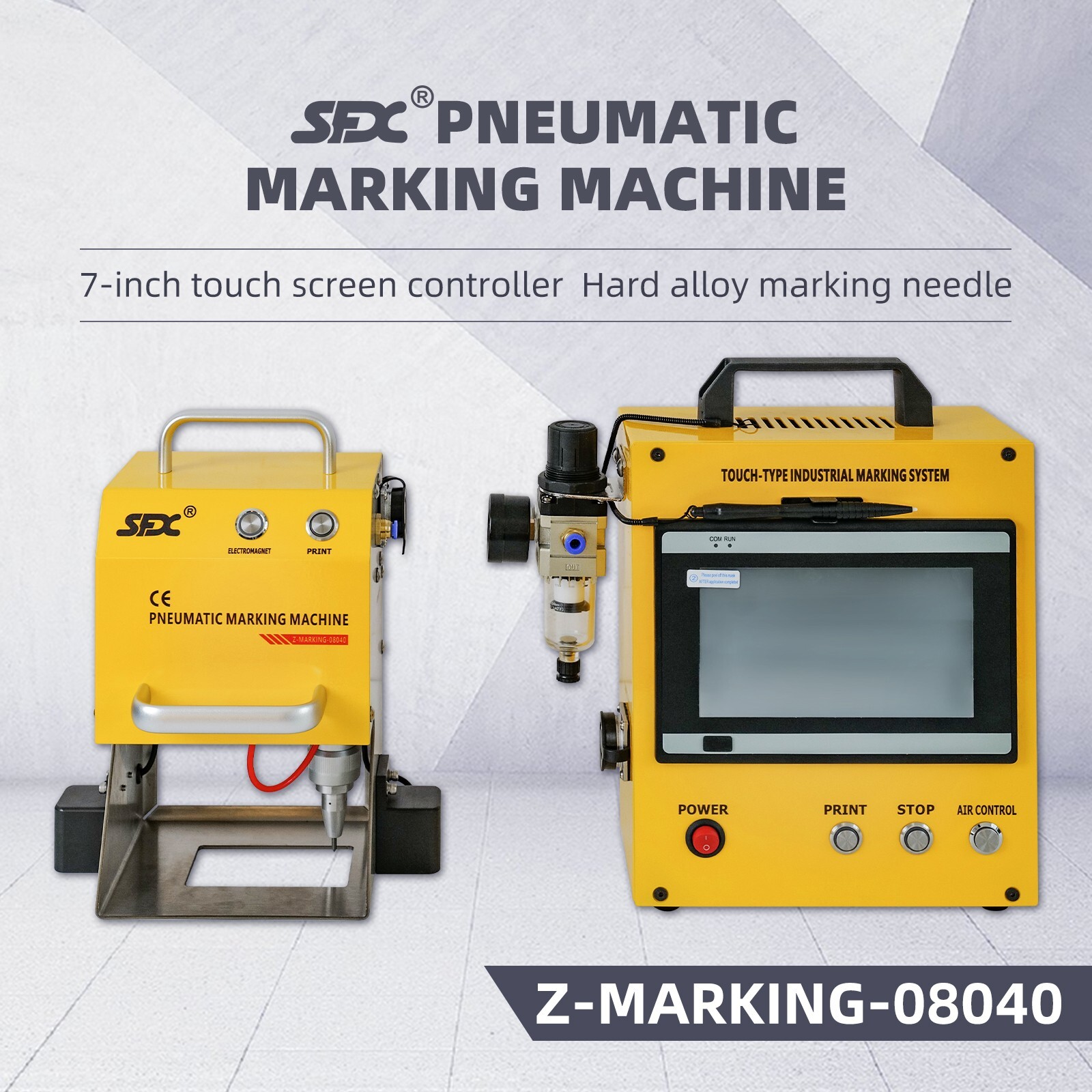 US Stock Pneumatic Engraver Dot Peen Metal Marking Engraving Machine 80*40mm