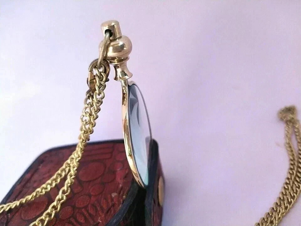 "Handcrafted Vintage Brass Magnifying Glass Pendant Necklace"