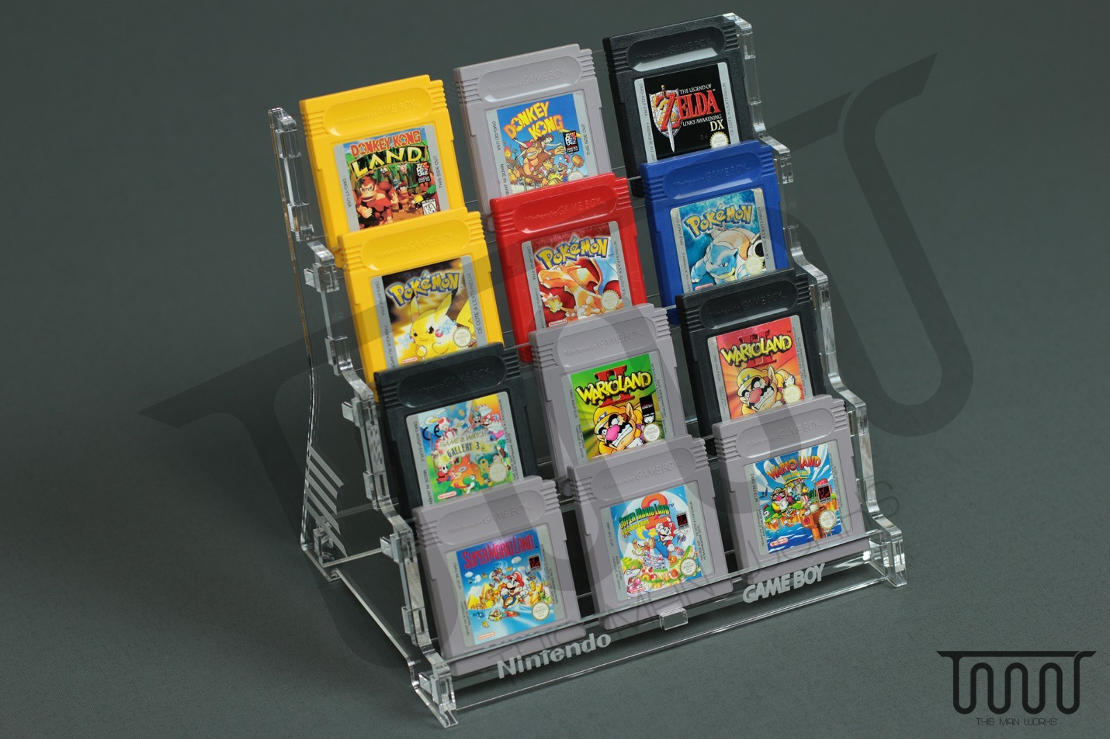 4 Tier Acrylic Display Stand Nintendo Game Boy Classic and Color 12 Cartridges