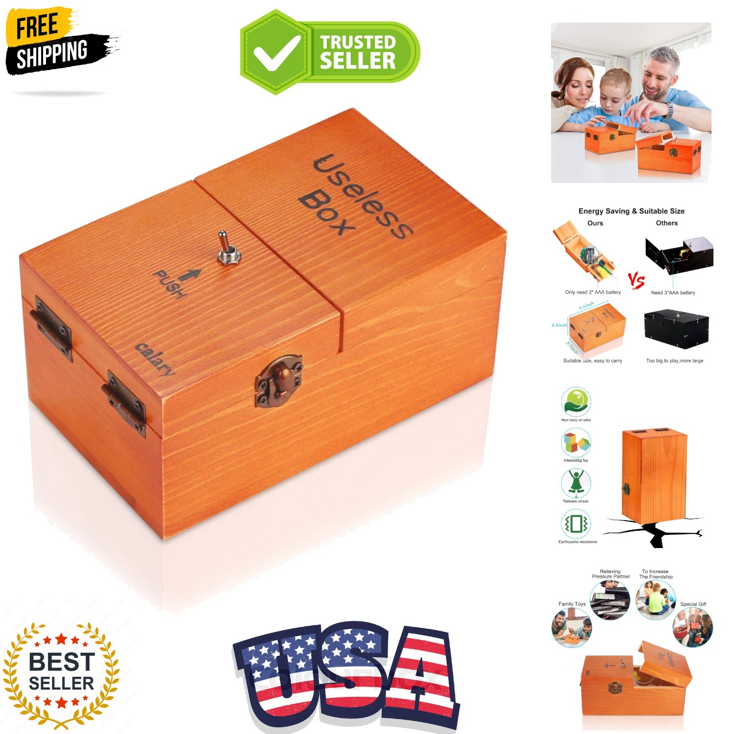 Useless Box Turns Itself Off in Box Alone Machine Fully Assembled in Box Brown