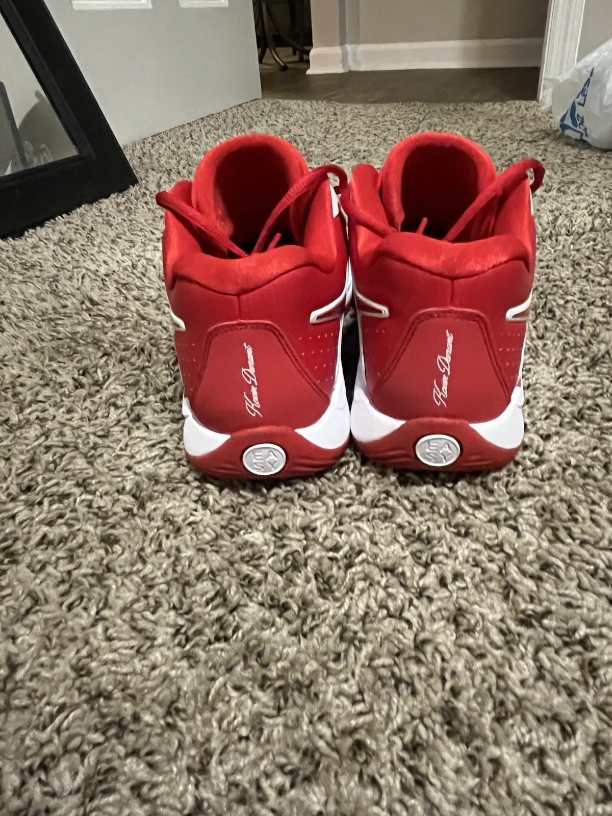 Nike KD Red White Men's Athletic Sneakers Leather Lace Up Mid Top
