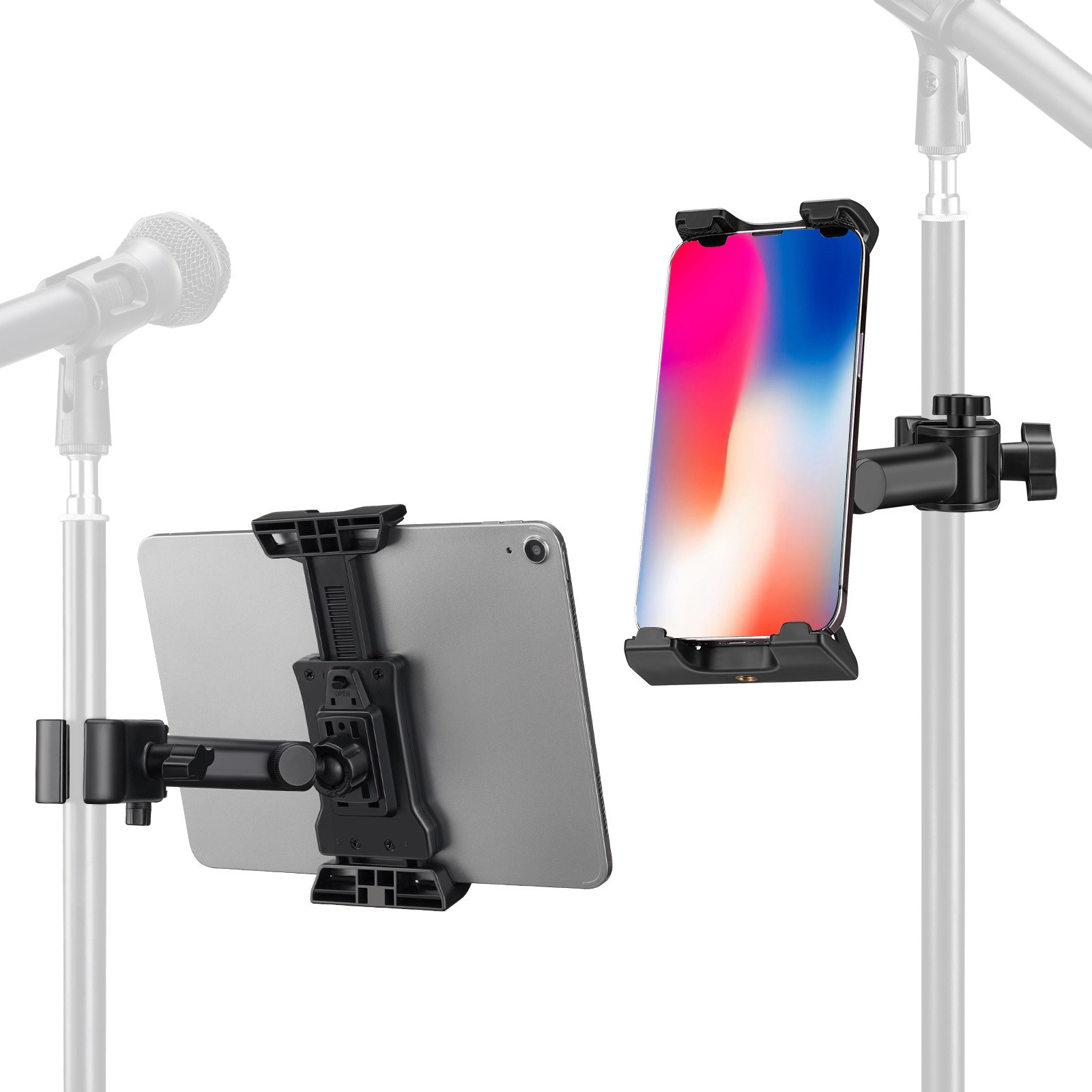 LEKATO Universal Tablet Holder for Music Stand Mic Pole Mount 360° Rotatable