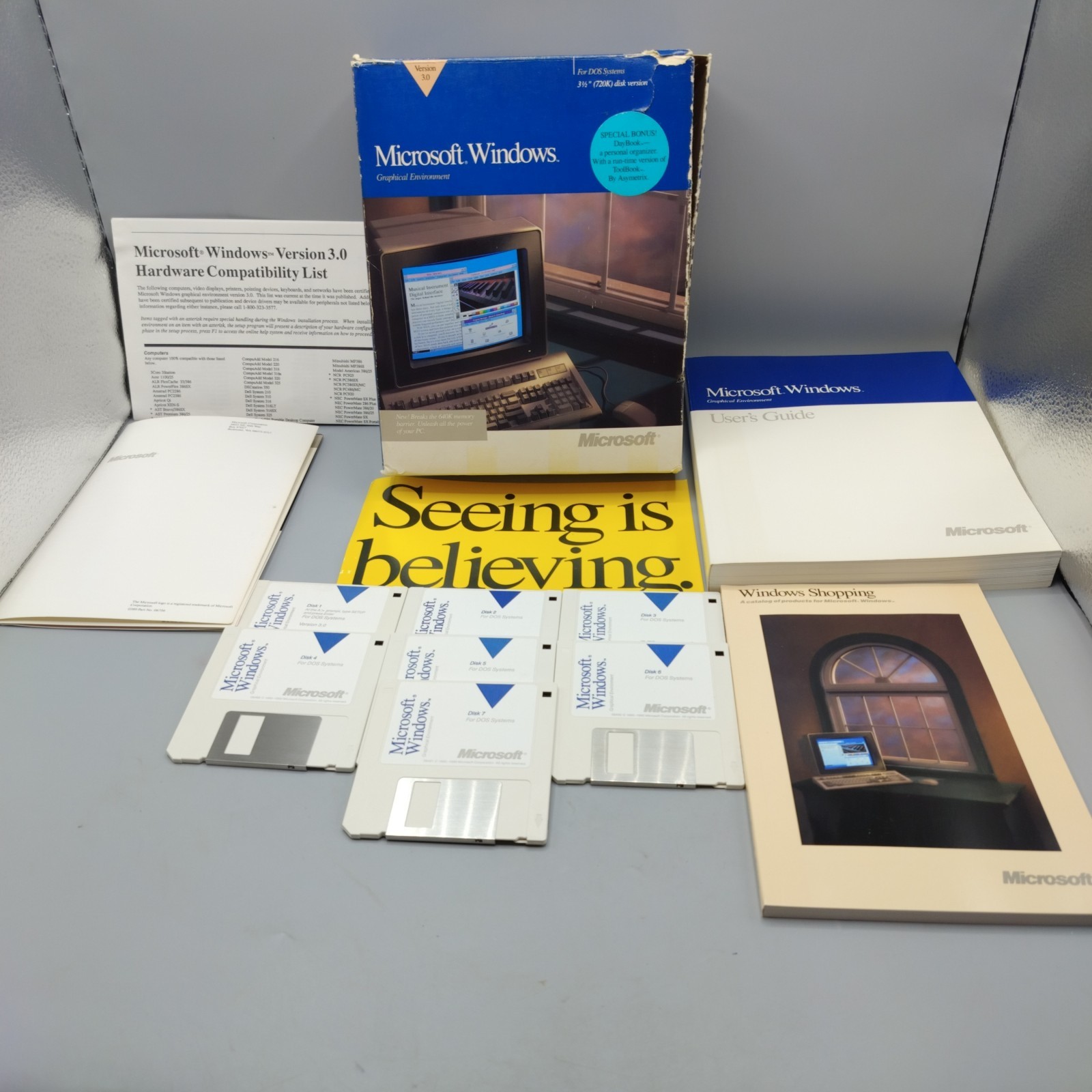 Microsoft Windows Operating System Version 3.0 3.5" Floppy Disk w/ User Guide