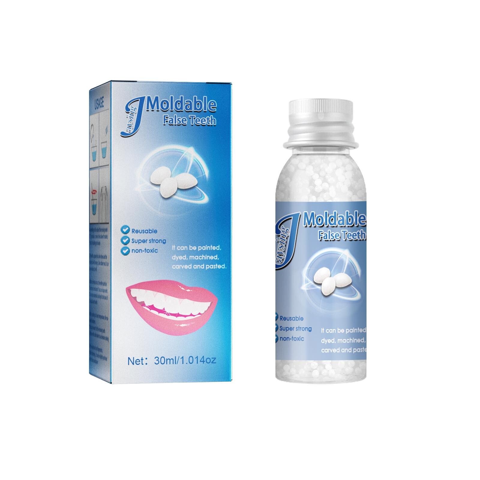 3×Resin False Teeth Solid Glue Temporary Tooth Repair Moldable Teeth Gap Denture