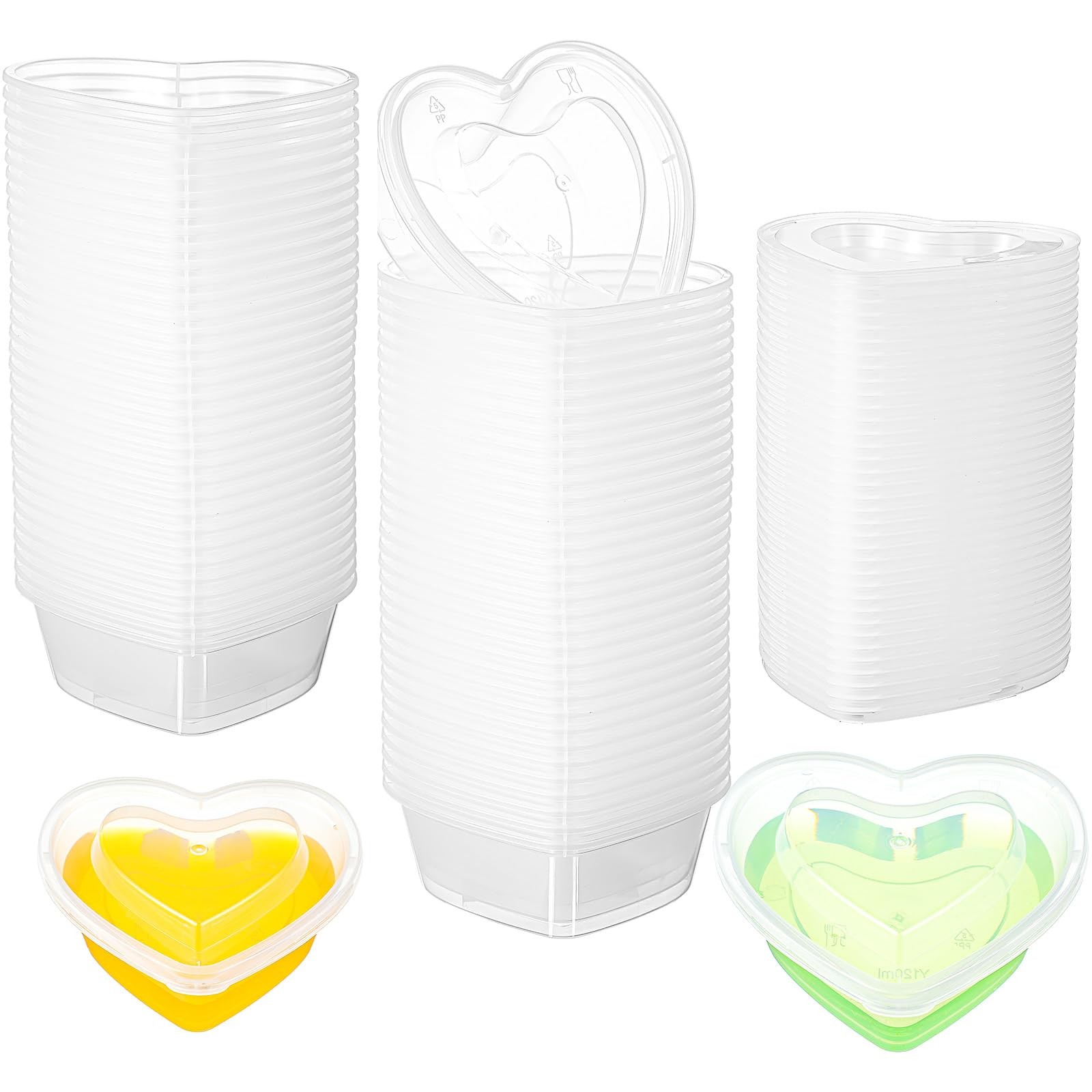 72 Pcs Heart Shaped Storage Containers 4 Oz, 5 oz Valentine Heart Plastic Con...