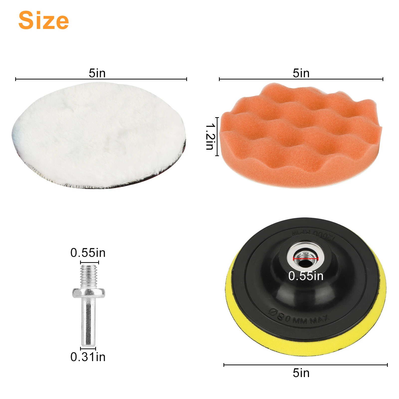 9Pcs 5 Inch Car Buffing Polishing Pads Waxing Sponge Foam Kit for Polisher Drill