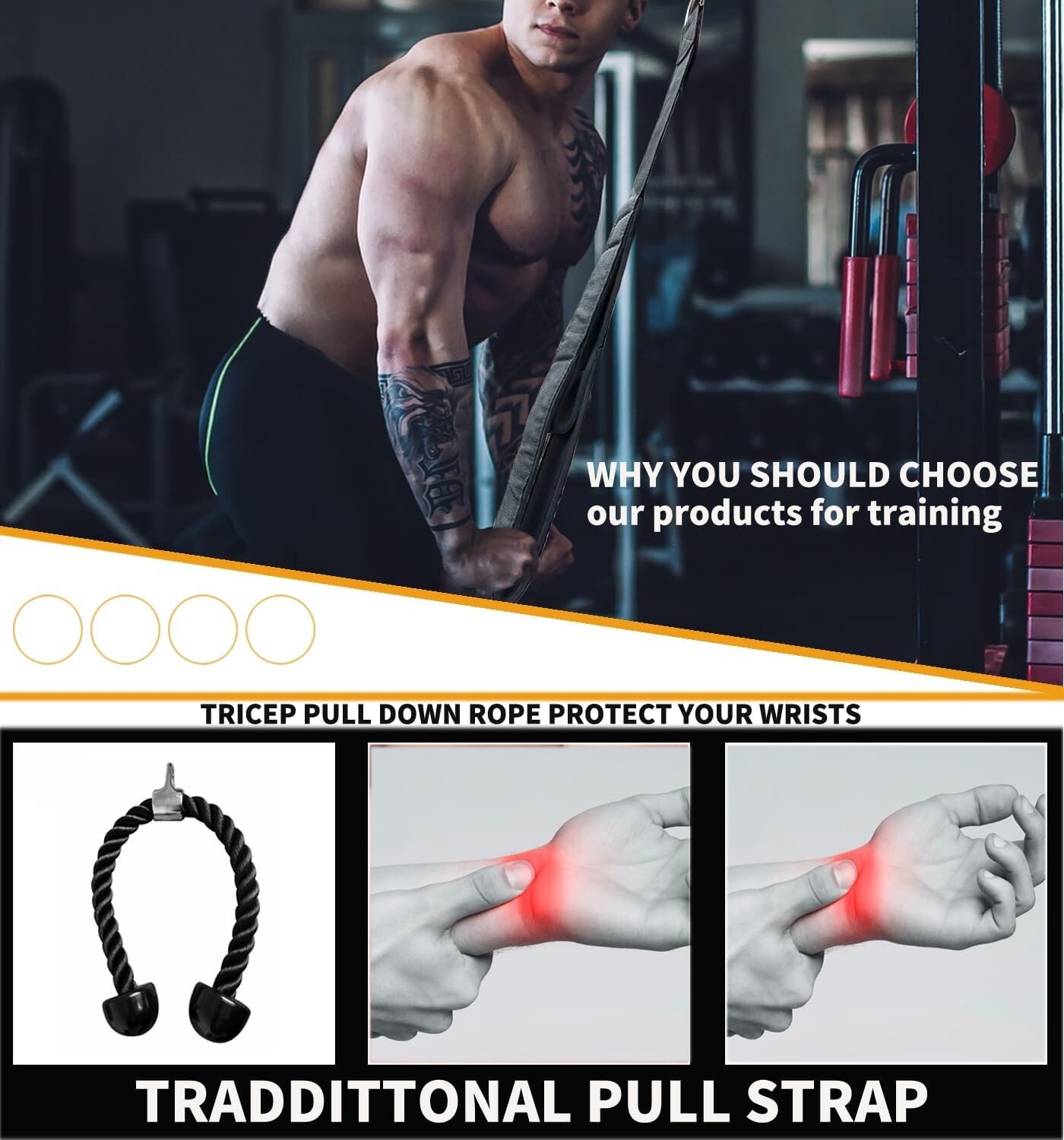 Tricep Rope Cable Attachment Tricep Pull Down Rope Extension Straps Cable Gym