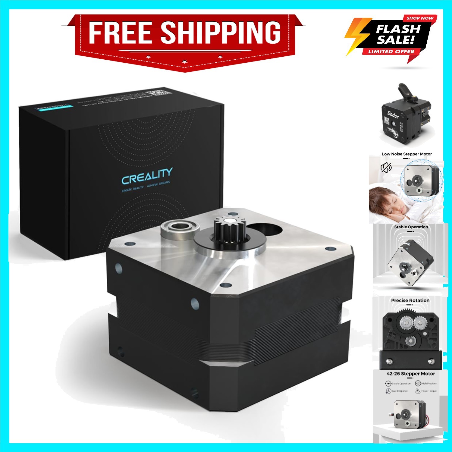 Ender 3 V3 SE Extruder Motor, Official 42-26 Stepper Motor 3D Printer Extrude...