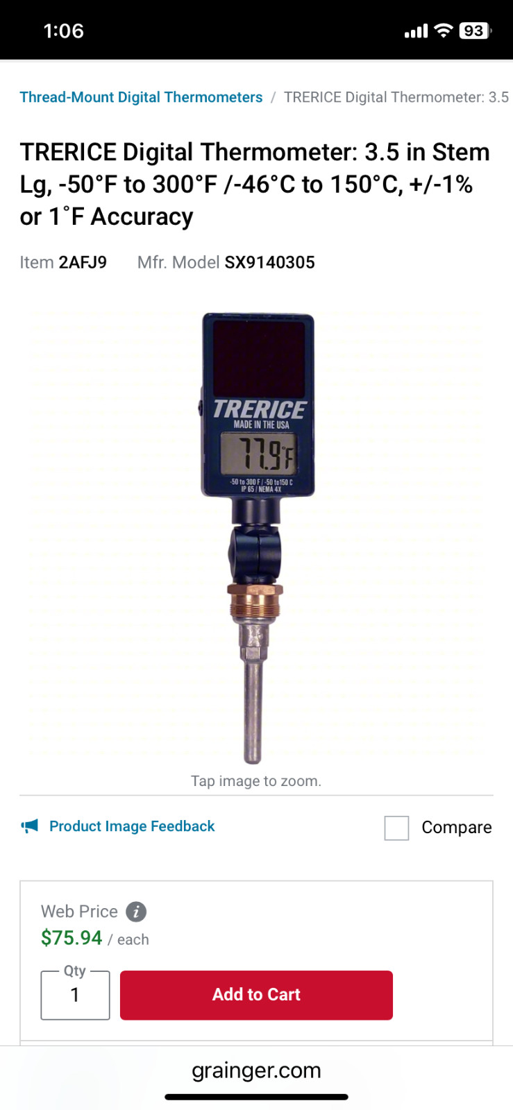 Digital angle thermometer