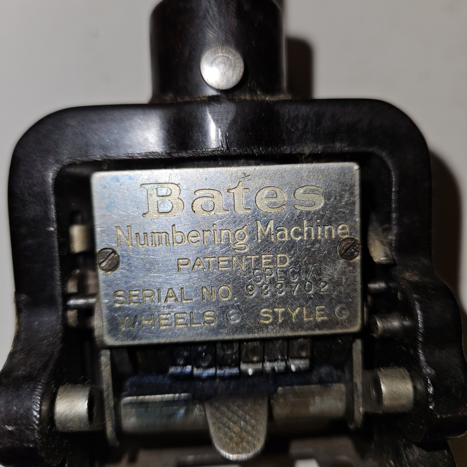 Vntg Bates Multiple Movement Numbering Machine Stamp, 6 Wheels Style G, Special