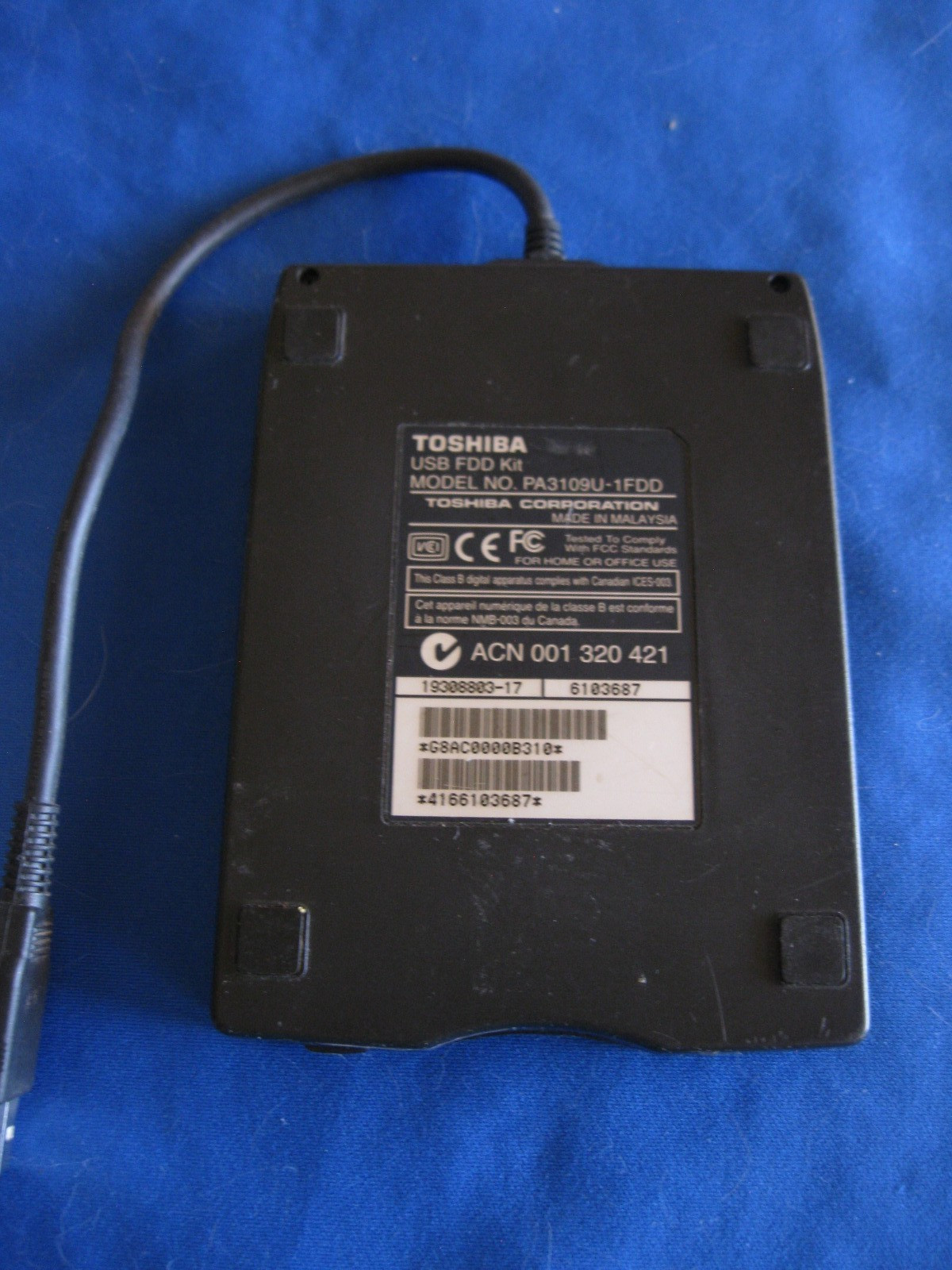 Toshiba PA3109U 1FDD USB Floppy Drive External Disk Reader Pre Owned