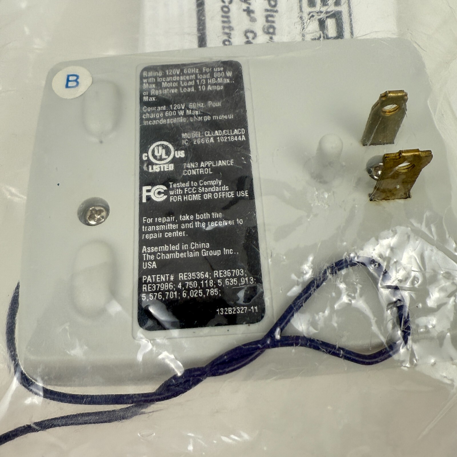New Genuine Chamberlain CLLAD Remote Light Control Unit Plug-In Electric Module