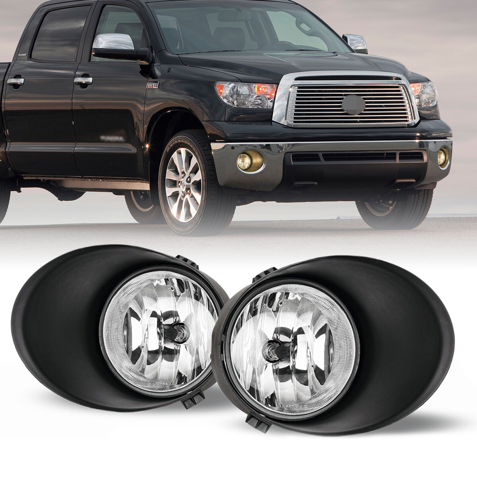 Fit 2007-2013 Toyota Tundra Front Bumper Clear Fog Lights Lamps W/Covers 2pcs