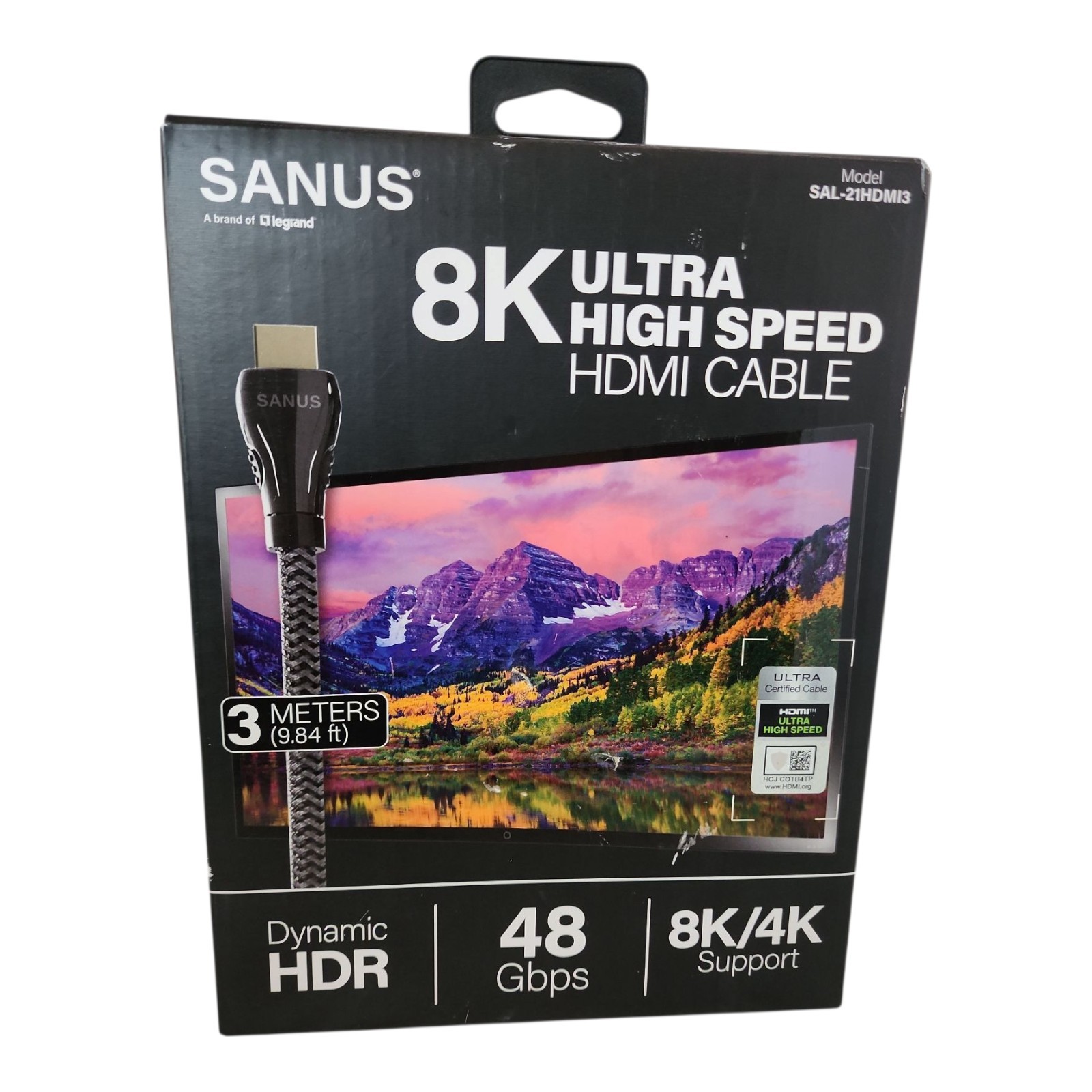 Sanus 8K Ultra High Speed HDMI Cable - #SAL-21HDMI3 -NEW