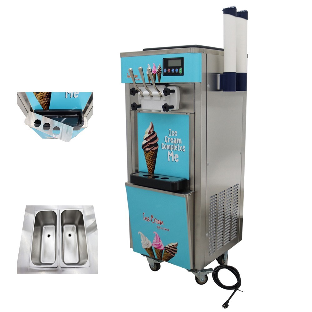2+1 Flavors Soft Ice Cream Machine Yogurt Ice Cream Maker 110V 1800W 20-30L/H