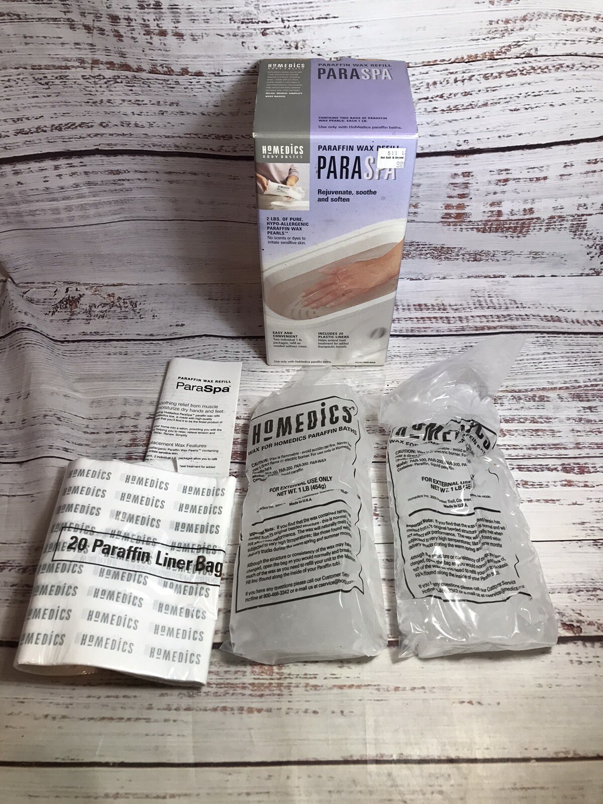HoMedics ParaSpa Paraffin Wax Refill 2 Lbs of Wax & 20 Liners NEW Open Box
