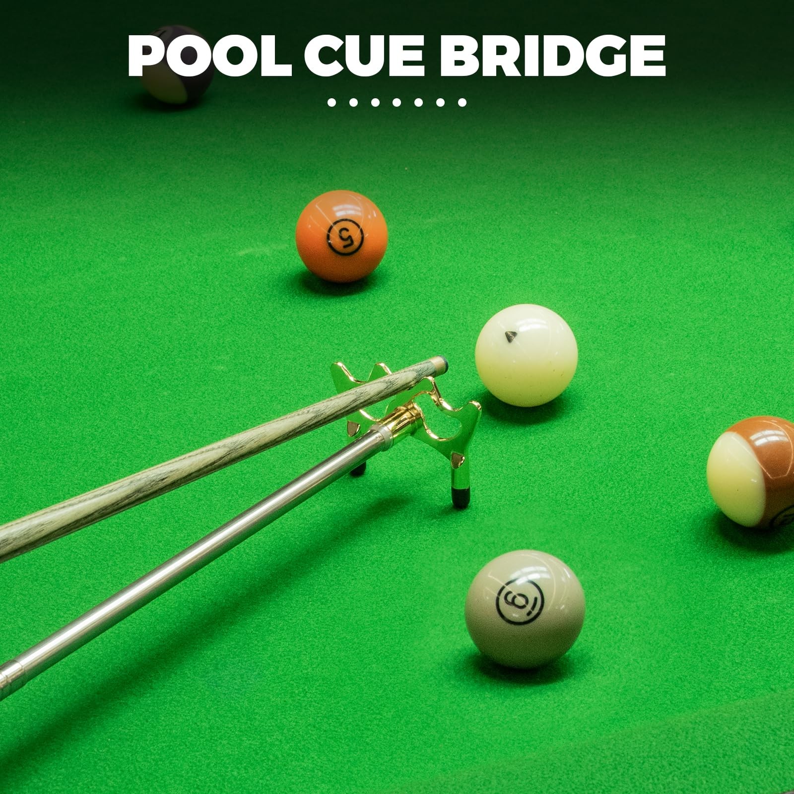 Retractable Pool Cue Bridge Stick w/ Brass Head