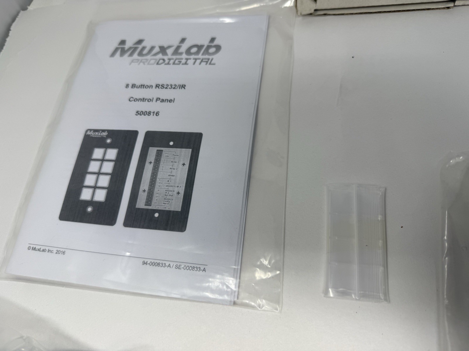 MuxLab 8-Button RS232 / IR Control Panel Model 500816 ~ Untested
