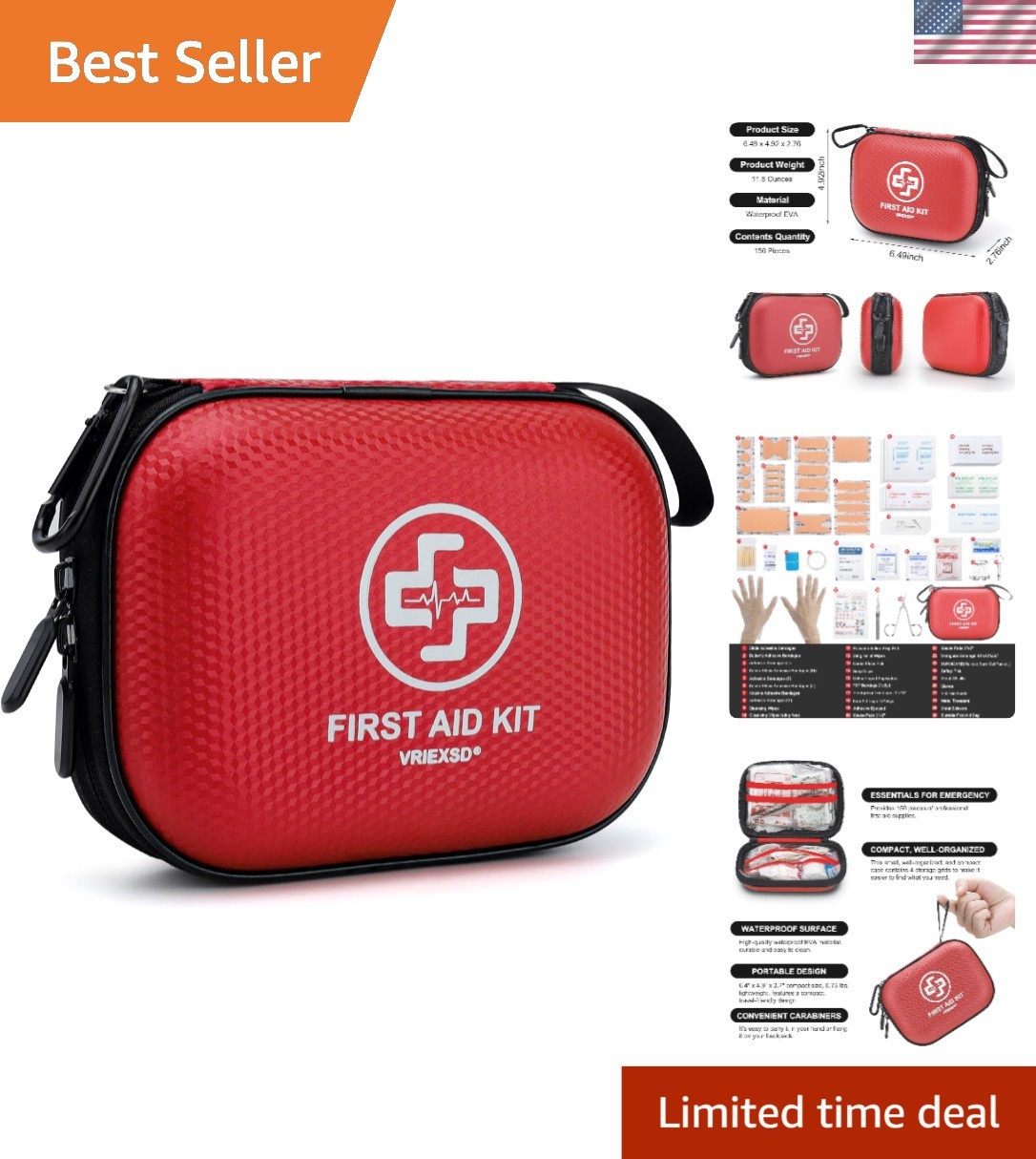 Portable Mini First Aid Kit - 150-Piece Waterproof Medical Supplies for Outdoors