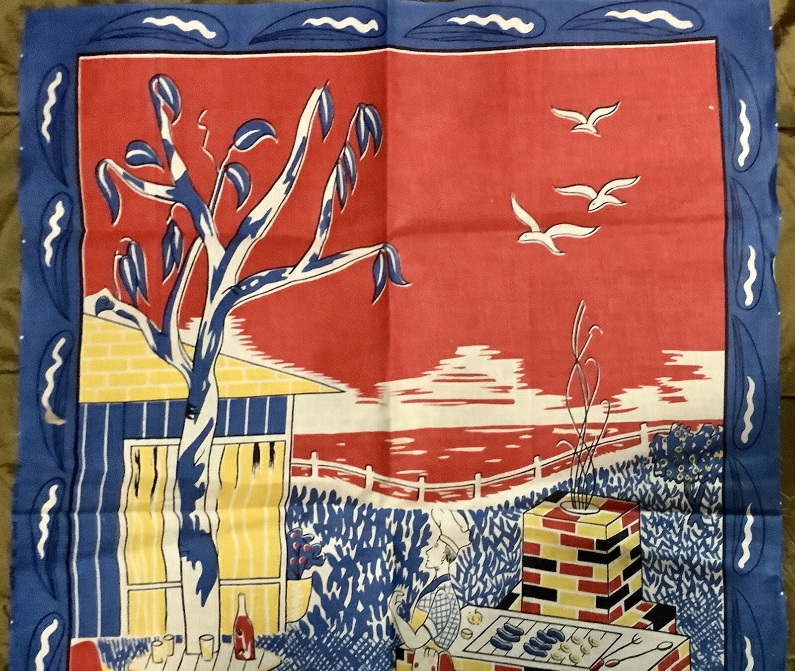 Japan New Weekend Barbecue BBQ Print All Cotton Panel