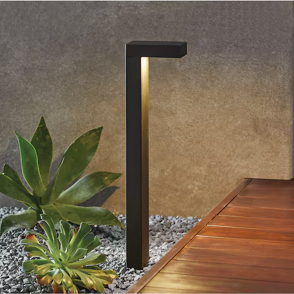 Hampton Bay Jemison Integrated LED Outdoor Landscape Path Light Black 85 Lumen