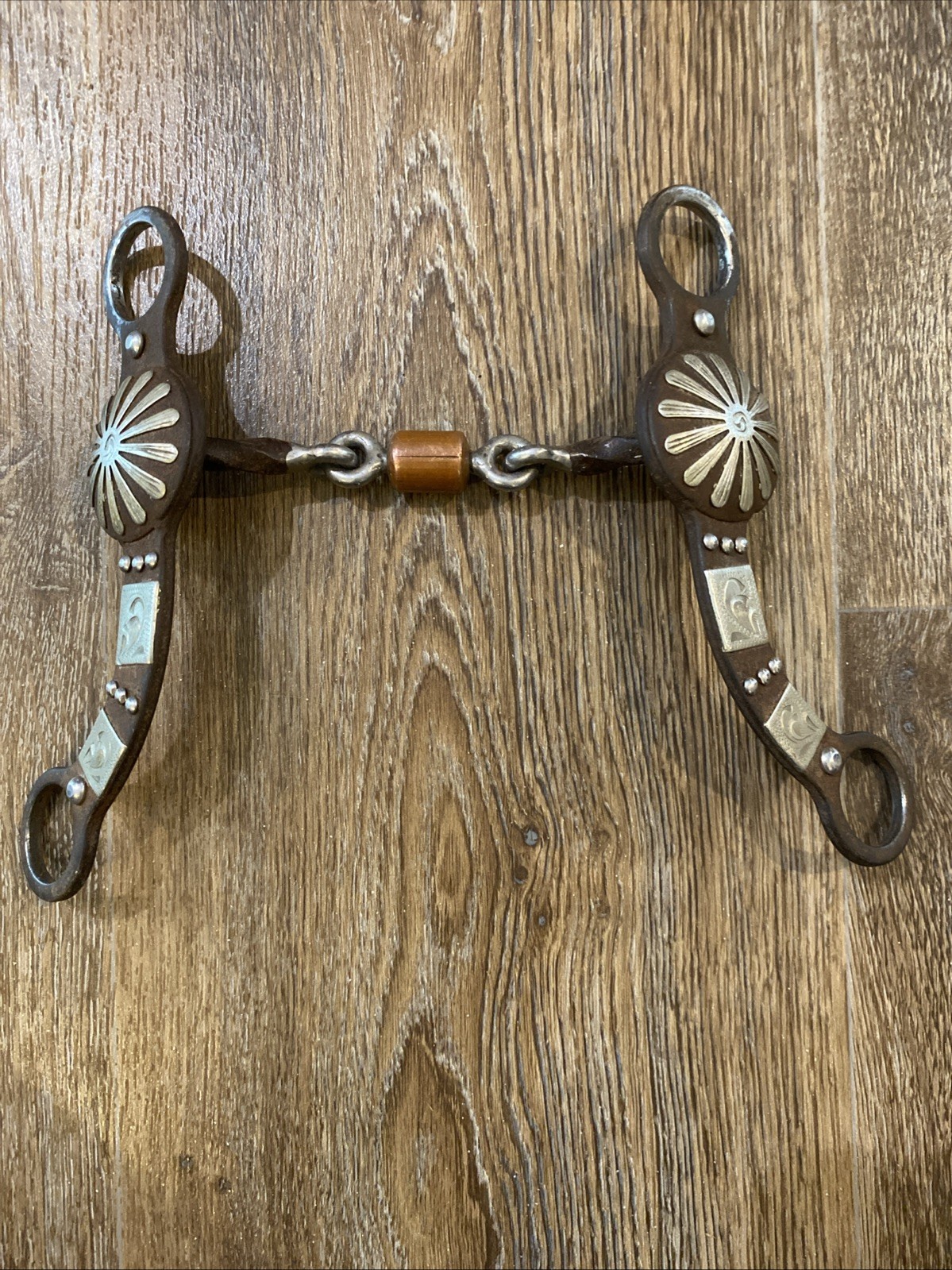 Dog Bone Copper Roller Short Shank Antiqued Western Horse Bit