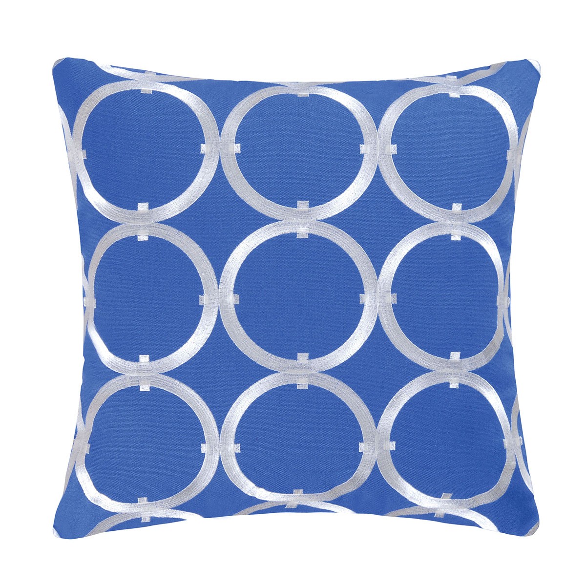 Circle on Blue Embroidered Throw Pillow, 18" x 18"