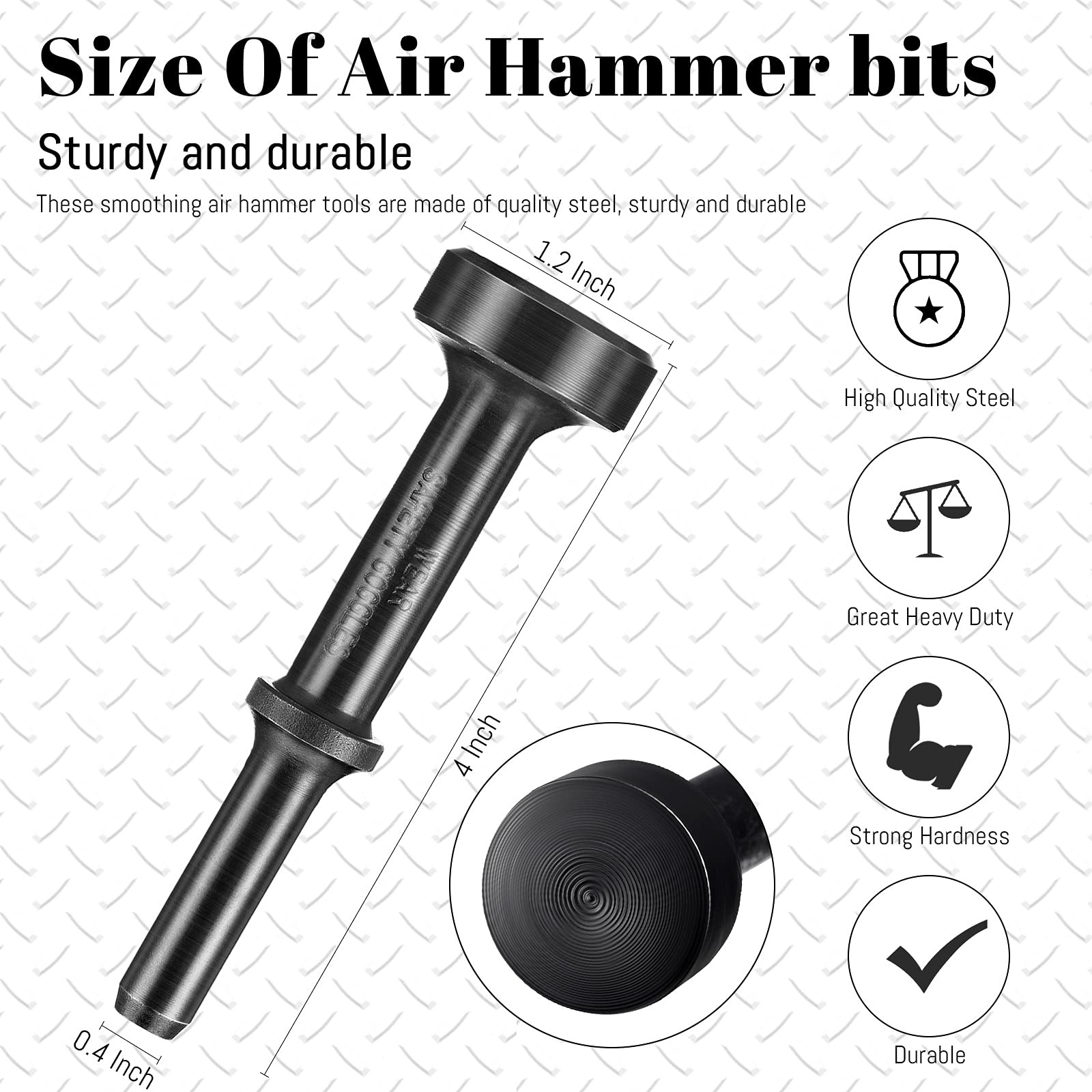Mudder Smoothing Hammer attachments Tool Pneumatic Bit 10 x 3 x 3 cm
