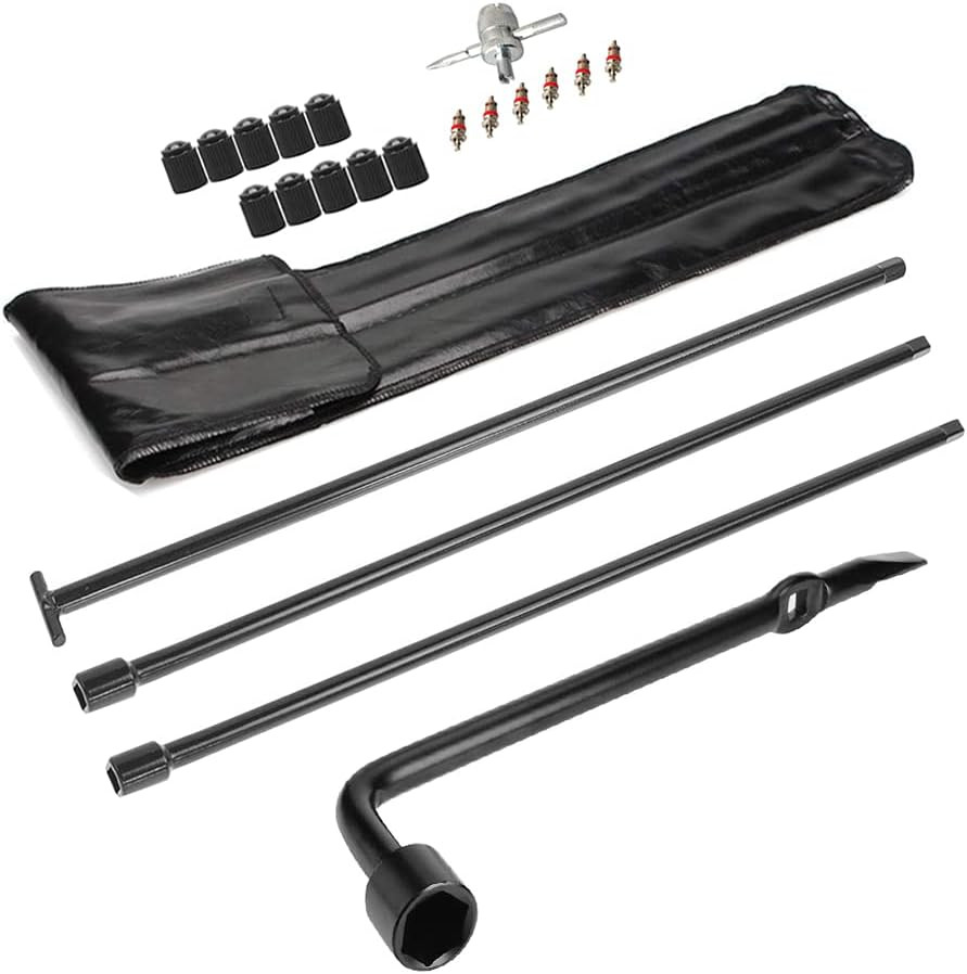 Spare Tire Tool Kit with Spare Tire Jack Handle and Wheel Lug Wrench Compatible
