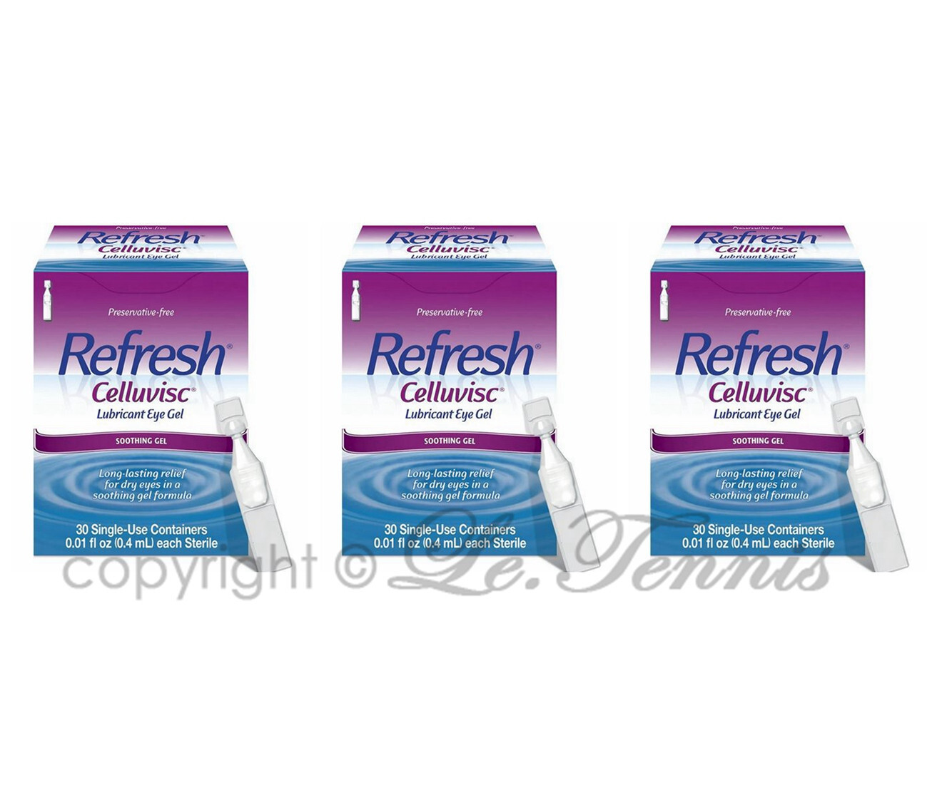 PACK OF 3 - REFRESH Lubricant Eye Gel Drops Single-Use Containers - 90 COUNT