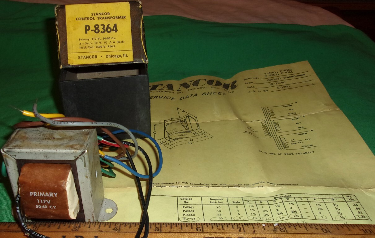 Stancor P-8364 Control Transformer NIB (3) Secondarys 12v/12v/12v CT @ 0.5A each