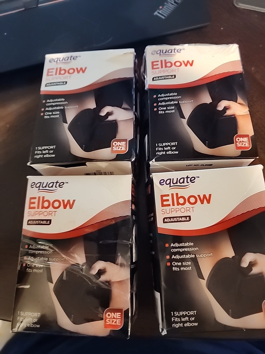 LOT OF 4 Equate Elbow Support Adjustable One-Size *OPEN DAMAGE BOX*